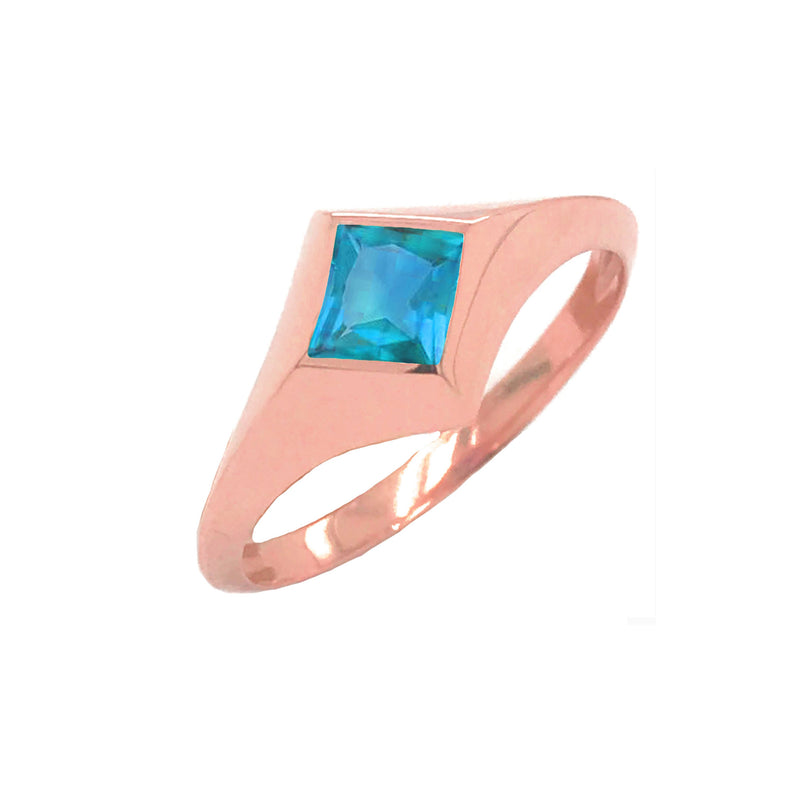 Men's Solitaire Princess-Cut Birthstone Ring in Solid Gold
