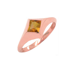 Solitaire Princess-Cut Citrine Ring in Rose Gold