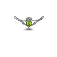 Claddagh Diamond & Genuine Peridot Heart Necklace in Solid Sterling Silver