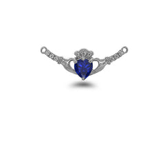 Claddagh Diamond & September Birthstone Heart Necklace in Solid Sterling Silver