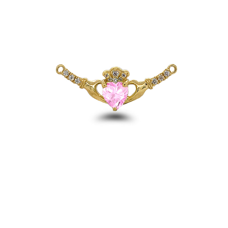 Claddagh Diamond & October Birthstone Heart Necklace in Solid Gold