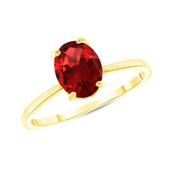 Oval-Shaped Birthstone Solitaire Ring in Solid Gold