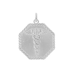 Caduceus Small and Large Pendant Necklace in Solid Sterling Silver