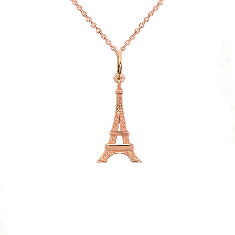 Tiny Eiffel Tower Charm Pendant Necklace in Gold