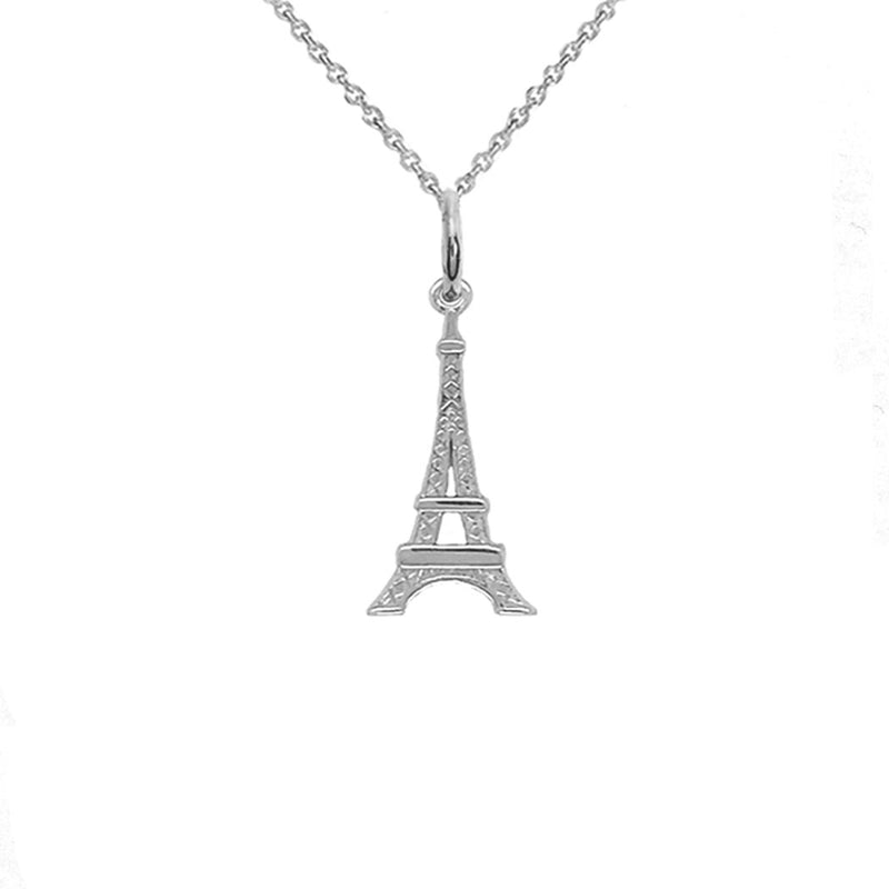 Tiny Eiffel Tower Charm Pendant Necklace in Sterling Silver