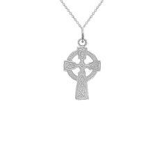 Celtic Trinity Knot Cross Pendant Necklace in Sterling Silver