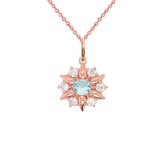 North Star Designer White Topaz & Birthstone Pendant Necklace in Solid Gold (Available in 12 Birthstones)
