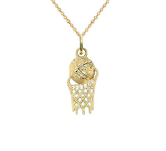 Solid Gold Basketball Pendant Necklace