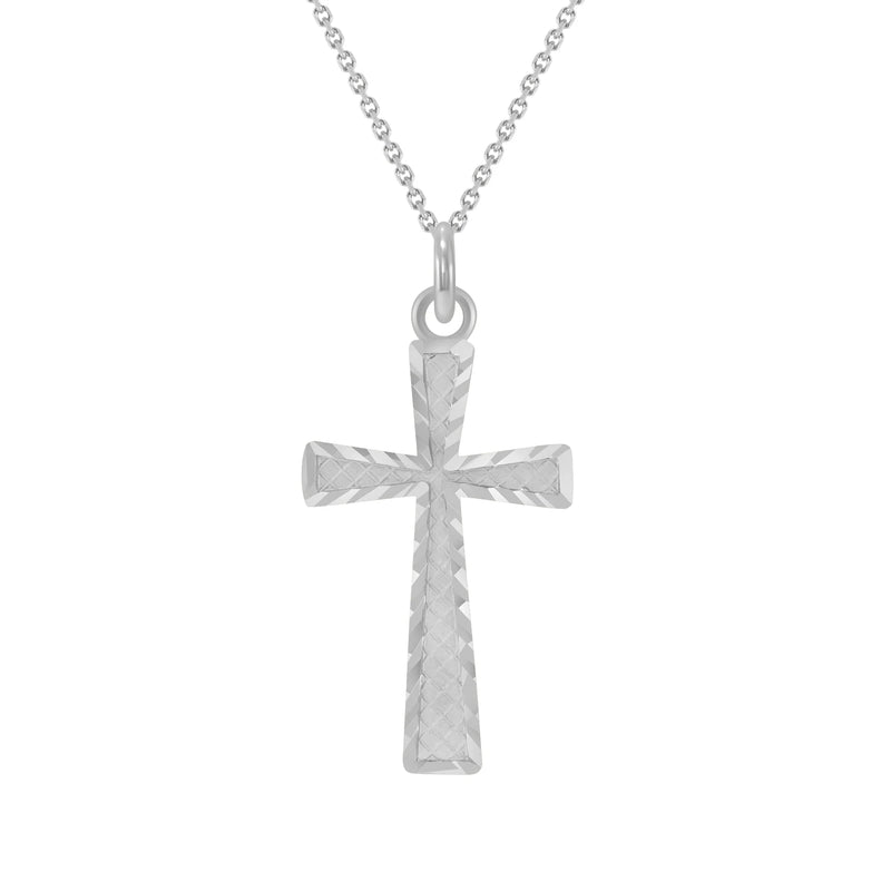 Dainty Diamond-Cut Cross Pendant Necklace