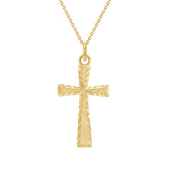 Dainty Diamond-Cut Cross Pendant Necklace in Solid Gold