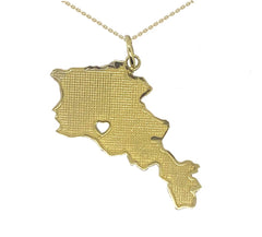 Armenia Map with Heart in 14k Yellow Gold