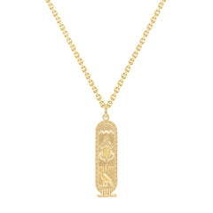 Egyptian Cartouche Tablet Pendant Necklace in Solid Gold