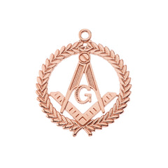 Round Freemason/Masonic Symbol Pendant Necklace in Gold