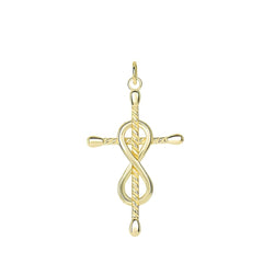 Dainty Infinity Rope Style Cross Pendant/Necklace in Solid Gold