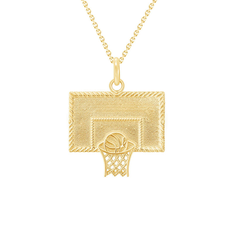 Basketball Hoop Pendant Necklace in Solid Gold
