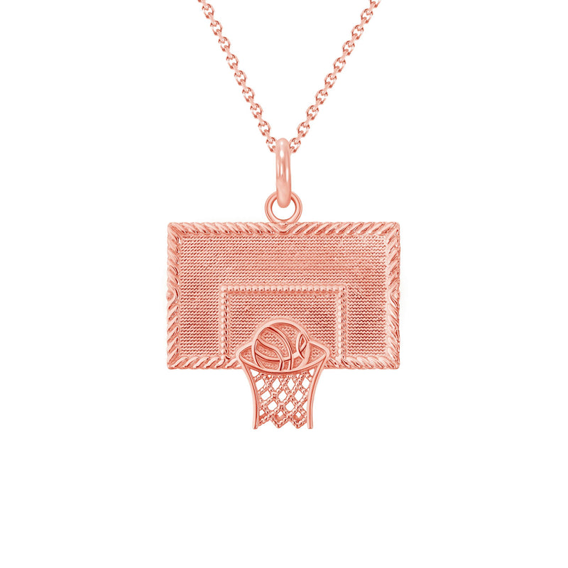 Basketball Hoop Pendant Necklace in Solid Gold