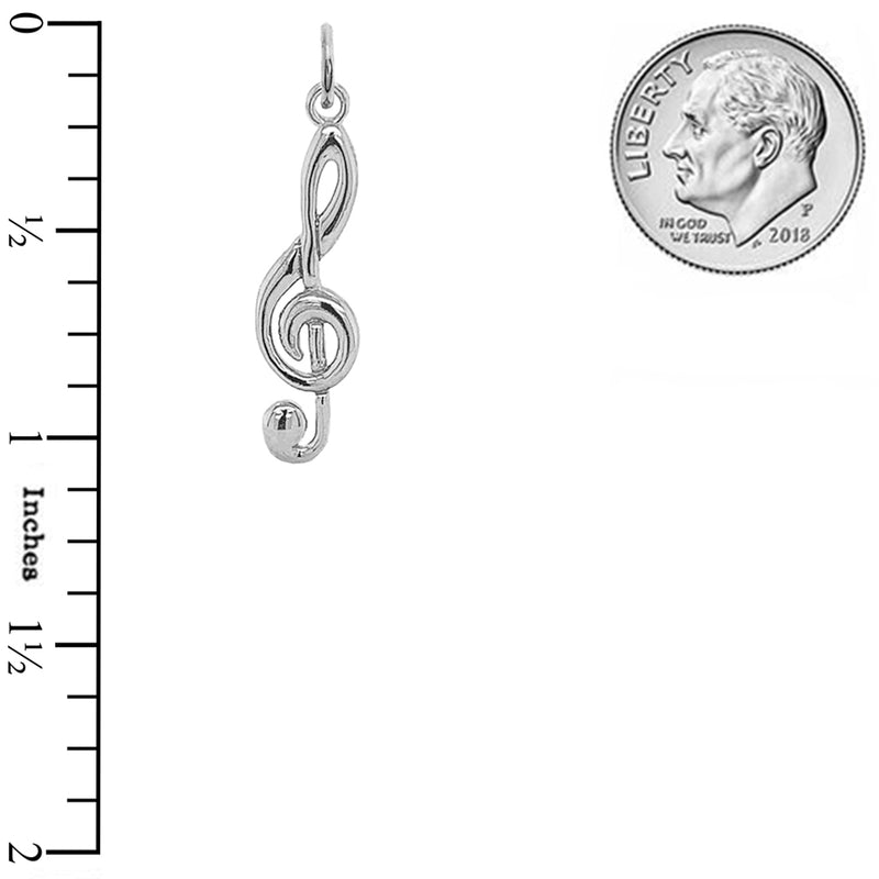 Treble Clef Musical Note Pendant Necklace in Sterling Silver (Small)