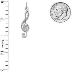 Treble Clef Musical Note Pendant Necklace in Sterling Silver (Small)