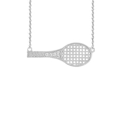 CZ Studded Sideways Tennis Racket Necklace