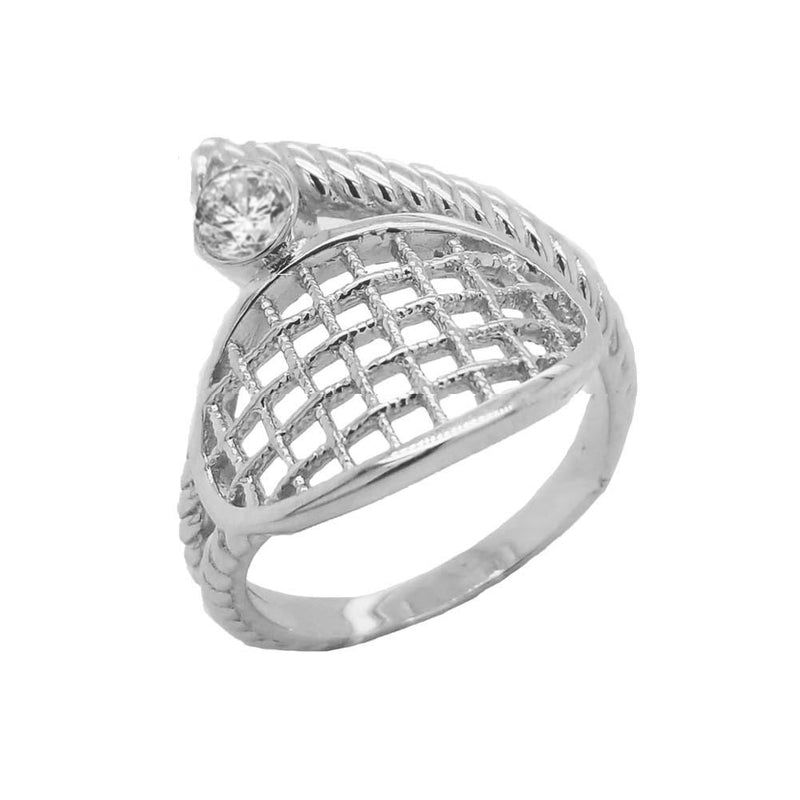 Tennis Racquet Rope Ring In Sterling Silver