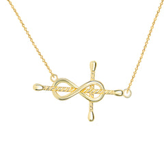 Sideway Infinity Rope Style Cross Pendant In Solid Gold
