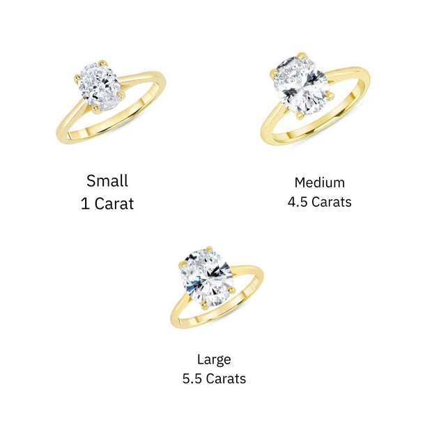 Oval Solitaire Cathedral Set Engagement Ring in Solid Gold (Small to L ...