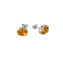 Genuine Oval-Shaped Birthstone Stud Earrings in Gold (Medium Size)
