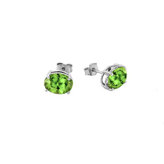Genuine Oval-Shaped Birthstone Stud Earrings in Gold (Medium Size)