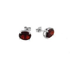 Genuine Oval-Shaped Birthstone Stud Earrings in Gold (Medium Size)