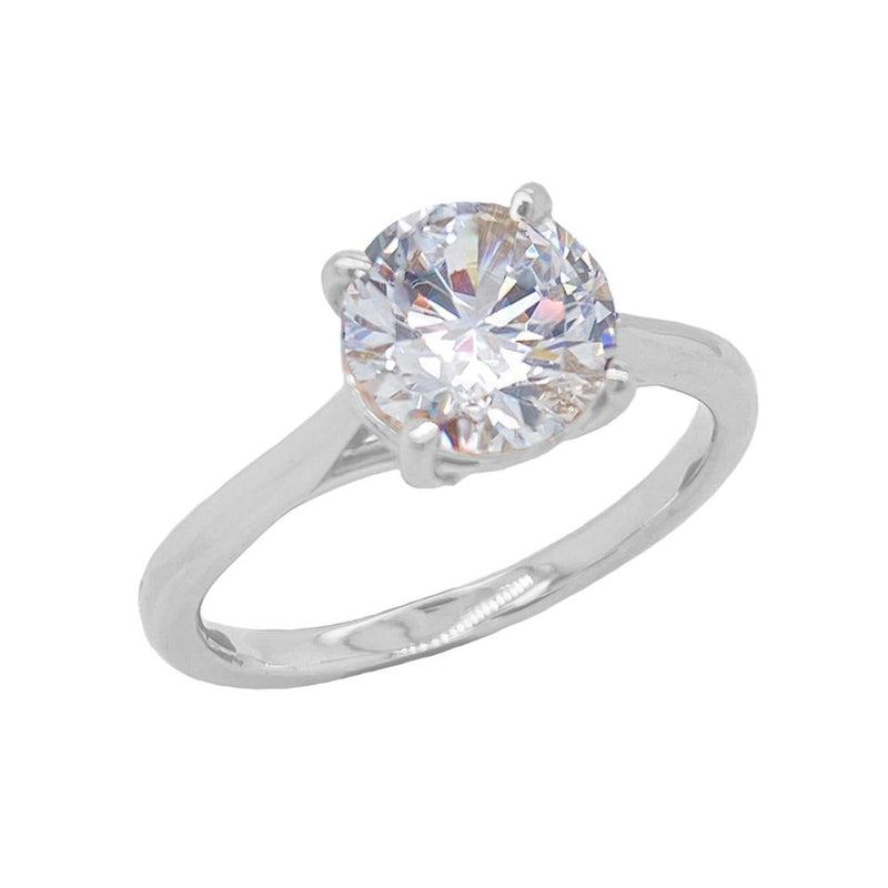 Solitaire AAA CZ  Cathedral Set Engagement Ring in Sterling Silver (0.50 Cts to 6.5 Cts)