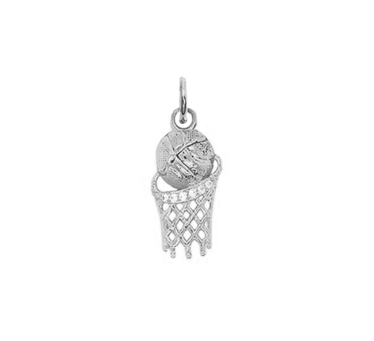 Sterling Silver Diamond BasketBall Pendent Necklace