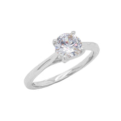 Solitaire AAA CZ  Cathedral Set Engagement Ring in Sterling Silver (0.50 Cts to 6.5 Cts)