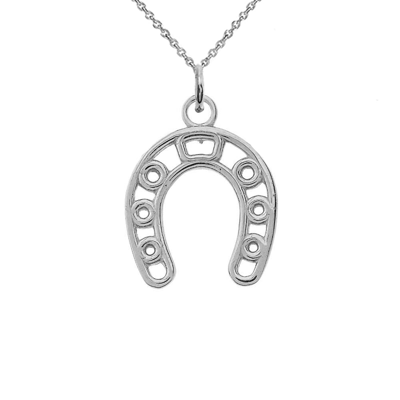 Dainty Horseshoe Pendant Necklace in Sterling Silver