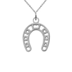 Dainty Horseshoe Pendant Necklace in Solid Gold
