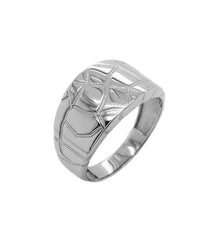 Nugget Signet Mens Ring In Solid White Gold