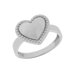 Milgrain Heart Shaped Statement Ring In Solid White Gold