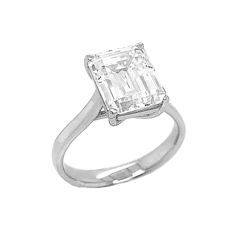 Solitaire Emerald Cut Engagement Ring In Solid Gold