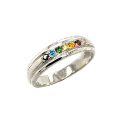LGBTQ Pride Ring with Multicolor Stones In Solid Sterling Silver