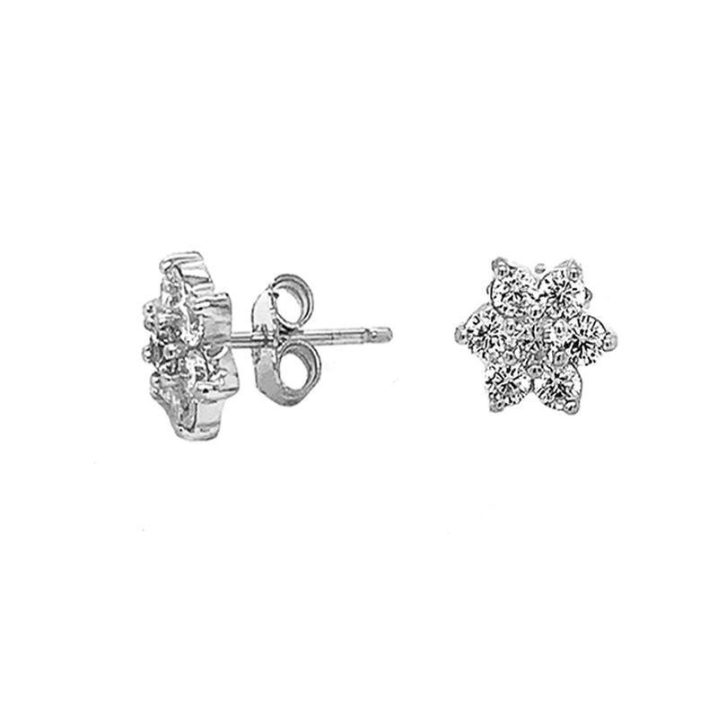 Flower Cluster Stud Earrings in Sterling Silver