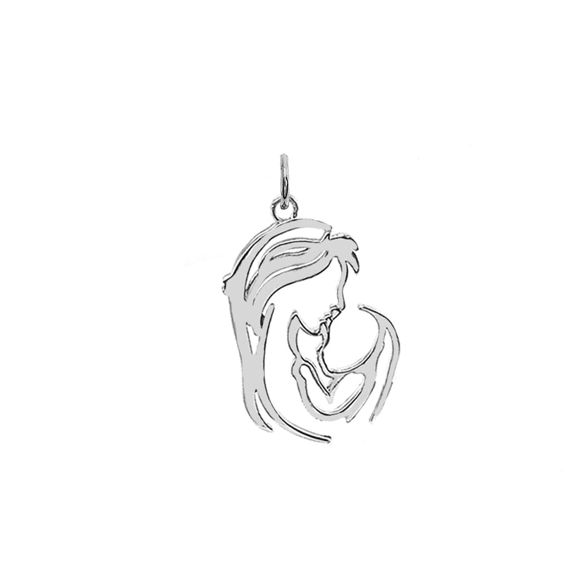 "Mother and Child" Outline Pendant/Necklace in Sterling Silver