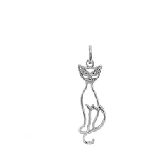 Cat Outline Pendant/Necklace in Sterling Silver