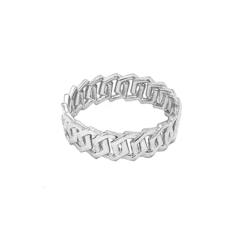 Dainty Honeycomb Link Ring in Solid Sterling Silver