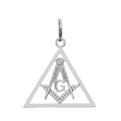 Sterling Silver Triangle Open Masonic Symbol Pendant Necklace