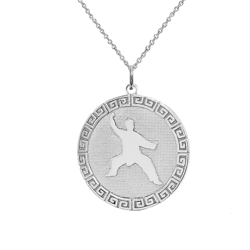 Personalized Round Karate Pendant/Necklace in Sterling Silver
