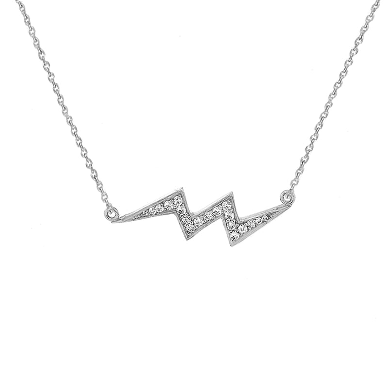 CZ-Studded Lightning Necklace in Sterling Silver