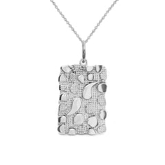 Modern Nugget Plate Pendant/Necklace in Sterling Silver
