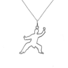 Personalized Karate Outline Pendant/Necklace in Sterling Silver