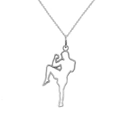 Personalized Karate Sports/Martial Arts Outline Pendant Necklace in Sterling Silver