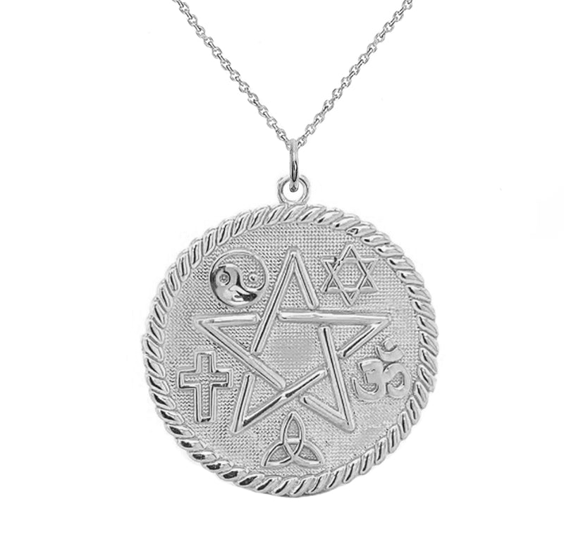 Pentagram Round Pendant/Necklace in Solid Gold
