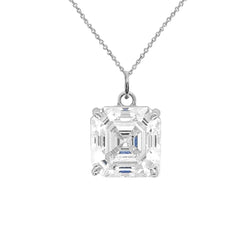 Asscher-cut 9 mm CZ Stone Statement Pendant Necklace in Sterling Silver